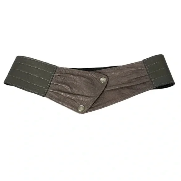 VINTAGE Cokluch Two Tone Grey Wide Asymmetrical Leather Belt Snap Closure Size S - Picture 2 of 10